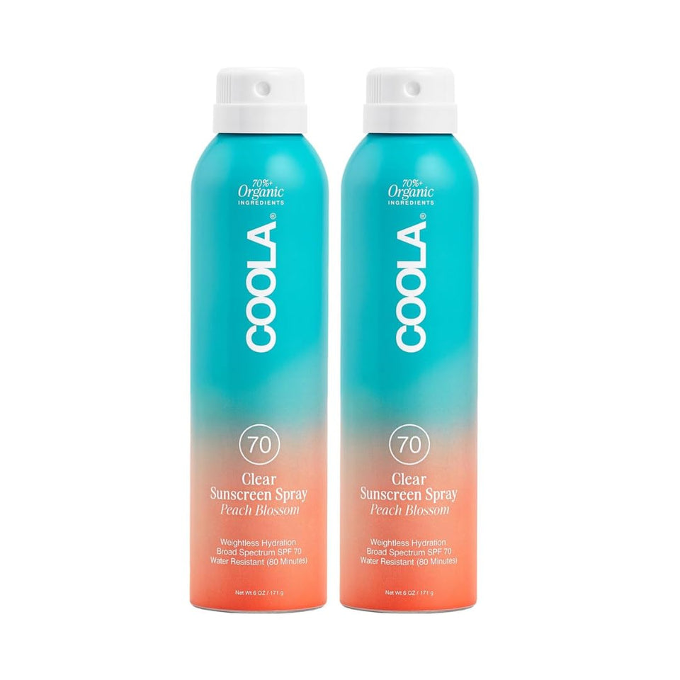 COOLA front packaging showing SPF 70 and peach blossom scent for confident protection