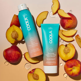COOLA dispensing lotion from pump, ease-of-use and convenient application benefit