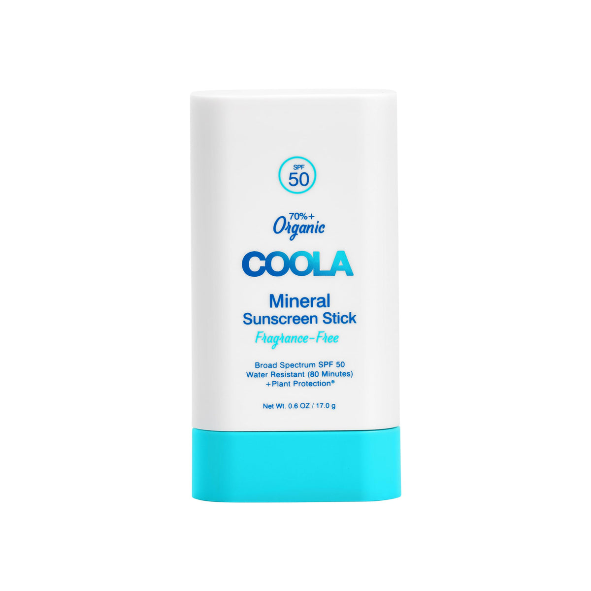 COOLA stick front packaging showing compact SPF 50 sun protection
