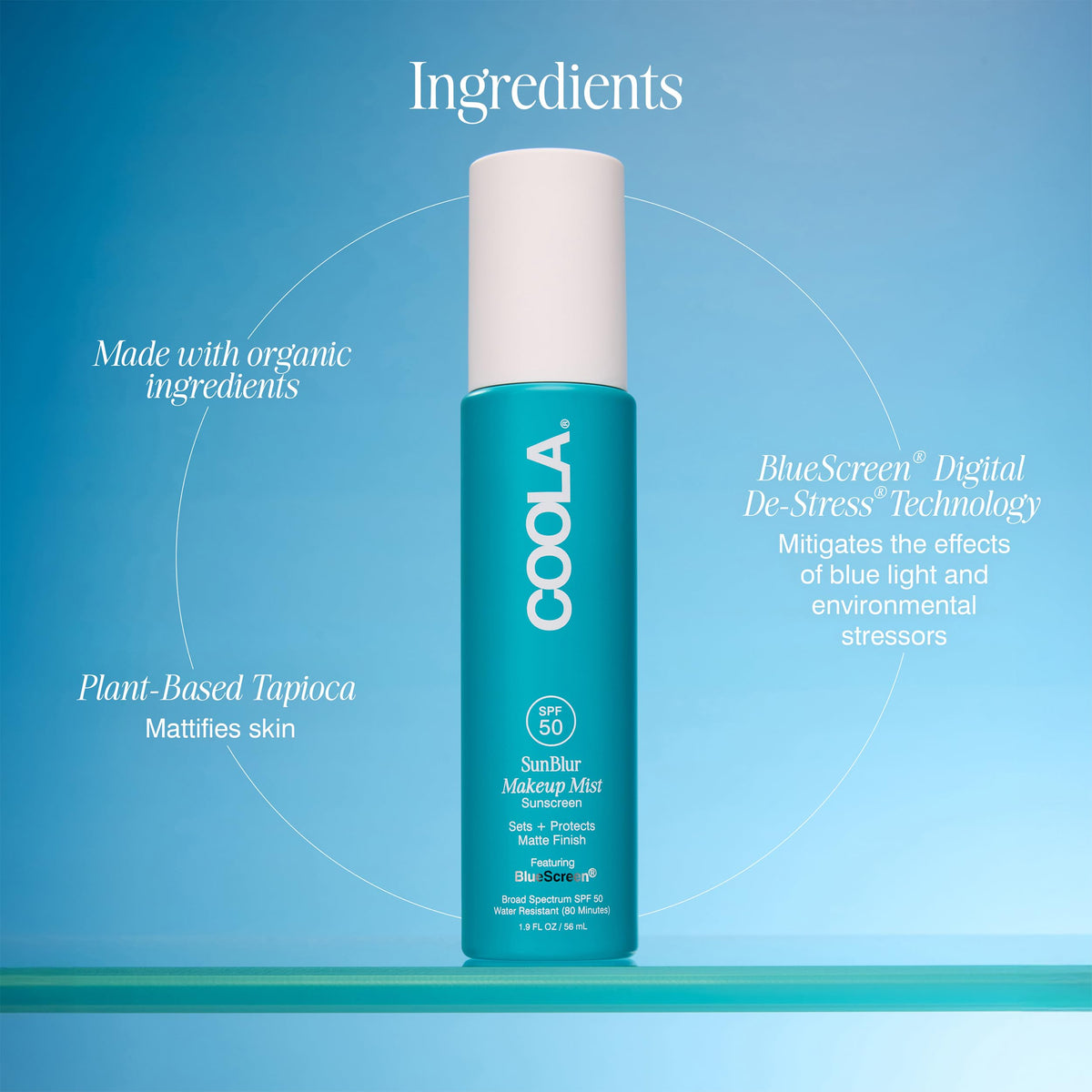 COOLA label close-up highlighting ingredients and dermatologist-tested benefits