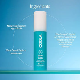 COOLA SunBlur poured onto fingertip for size and transparency benefit