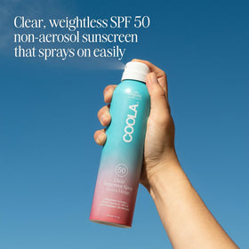 COOLA nozzle close-up showing easy continuous spray application benefit