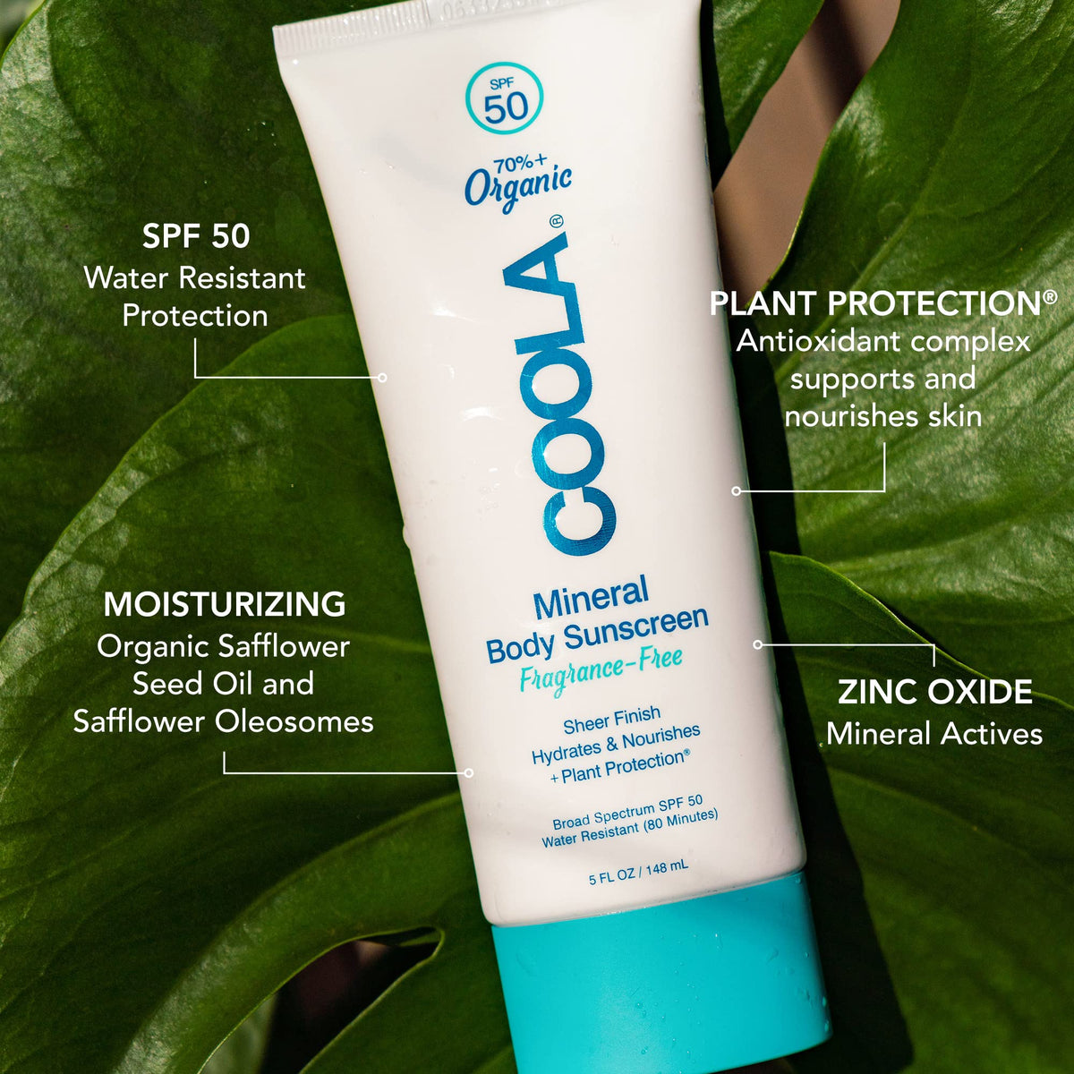 COOLA close-up texture of lotion highlighting lightweight hydration