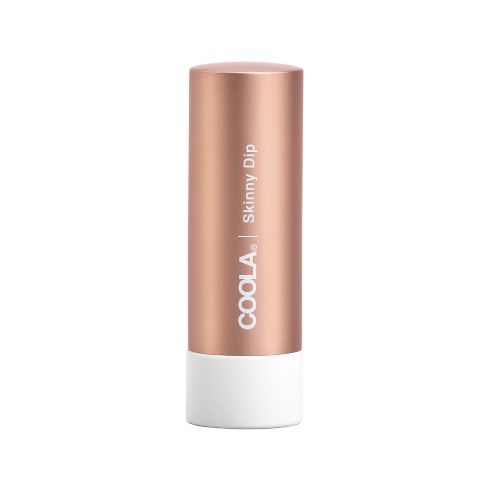 COOLA tinted liplux front packaging showing slim stick and label, convenient protection