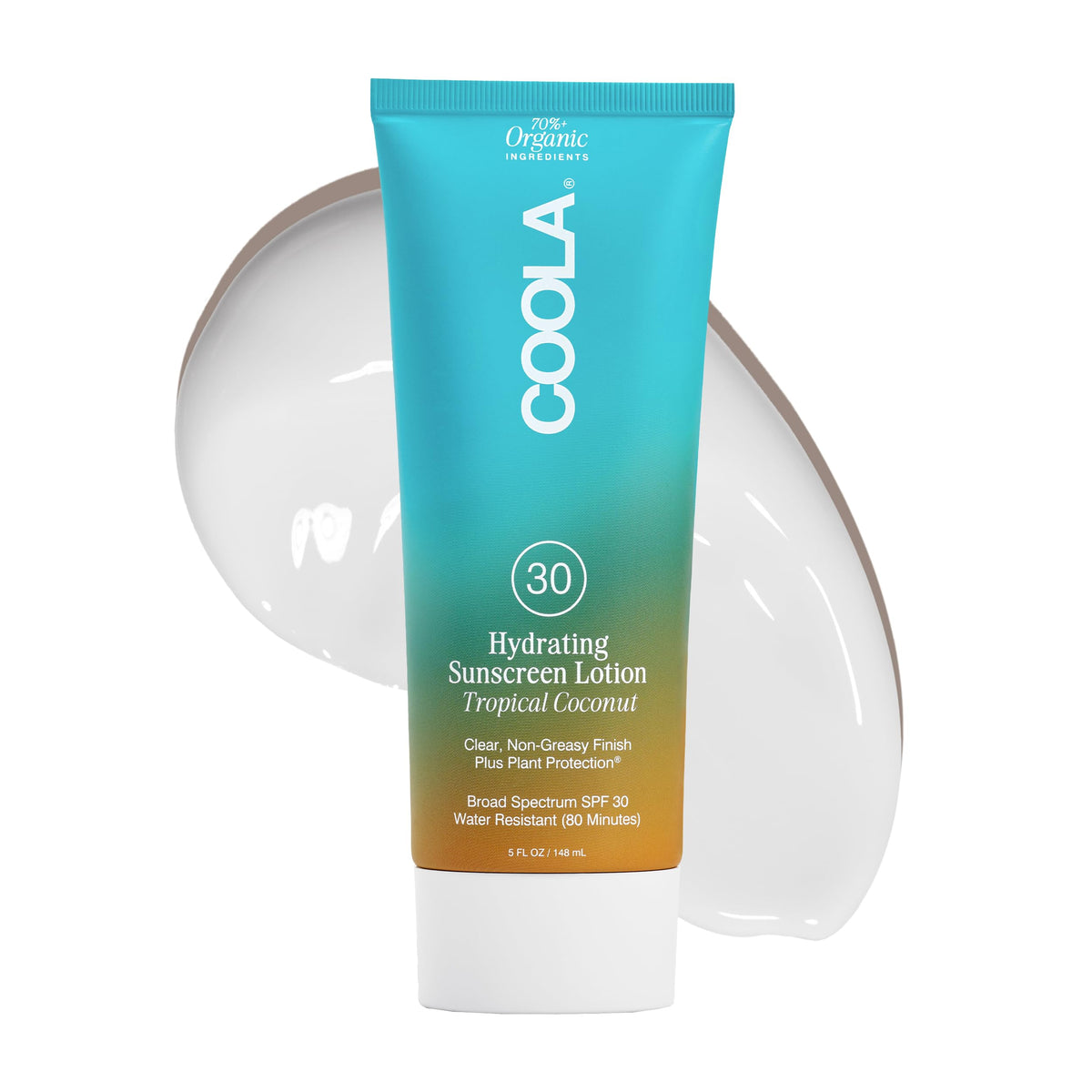 COOLA front packaging showing SPF 30 and tropical coconut scent benefits