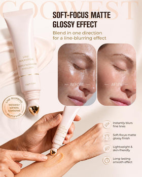 Coowest primer swatch on skin demonstrating even skin-tint and visible smoothing effect for makeup base