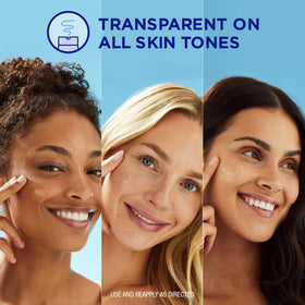 Coppertone application on cheek demonstrating invisible finish benefit