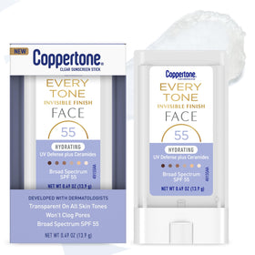 Coppertone front packaging showing stick and SPF 55 protection benefit