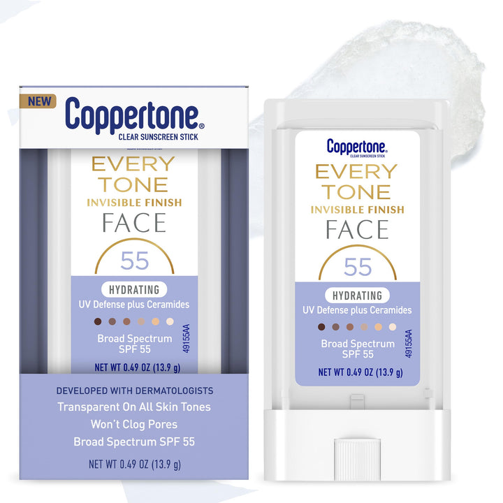 Coppertone front packaging showing stick and SPF 55 protection benefit