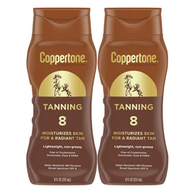 Coppertone front packaging showing SPF 8 and lightweight tanning benefit