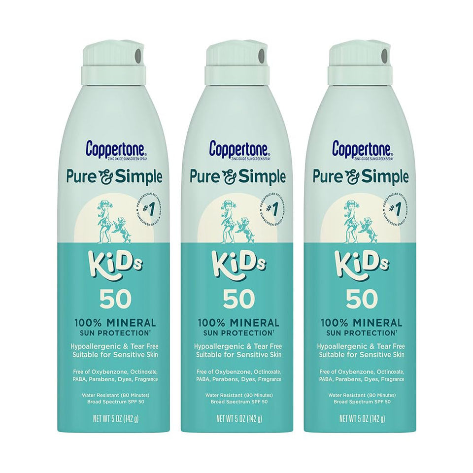 Coppertone front packaging shows SPF 50 and kid-friendly design for easy identification