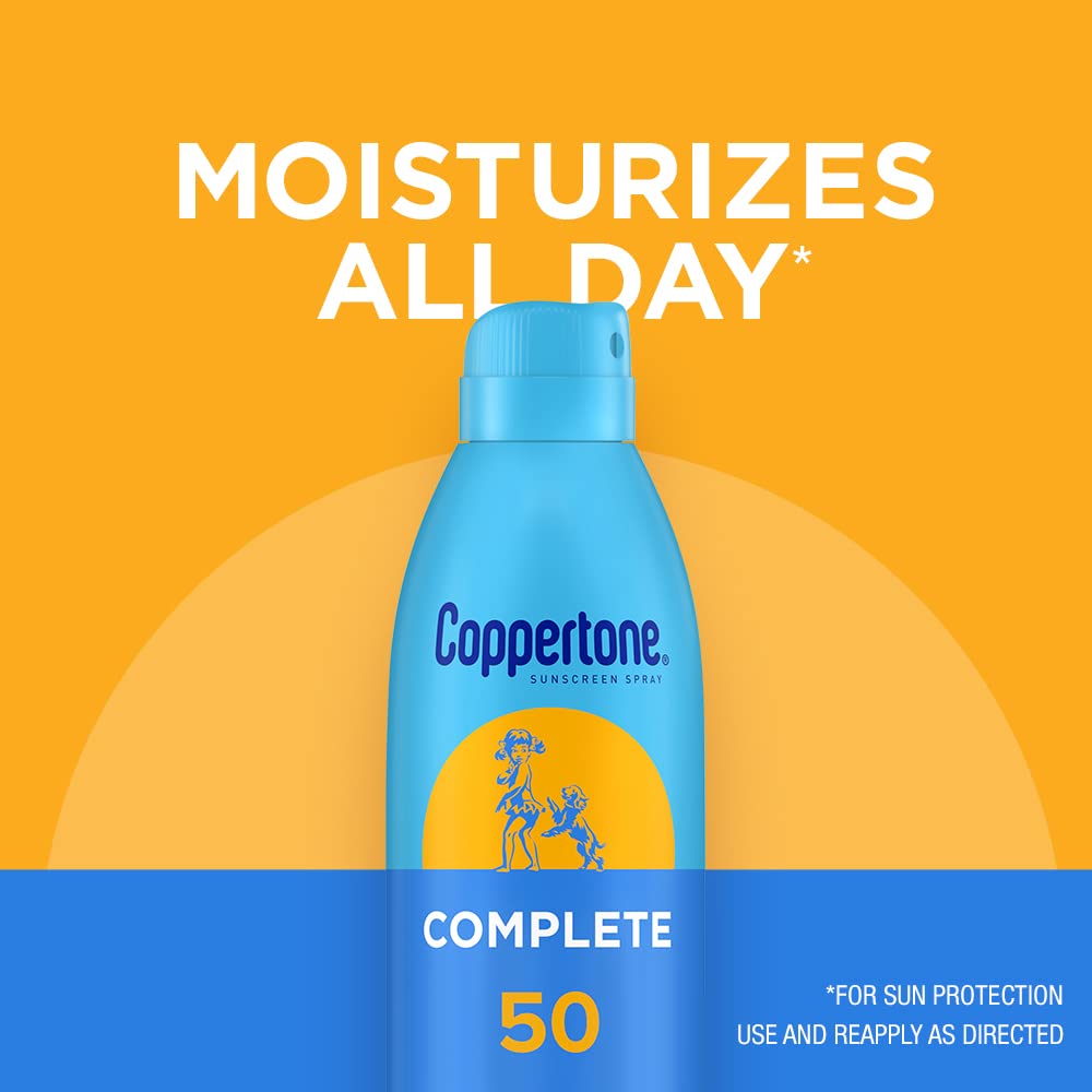 Hand holding Coppertone bottle to show travel-friendly 5.5 oz size