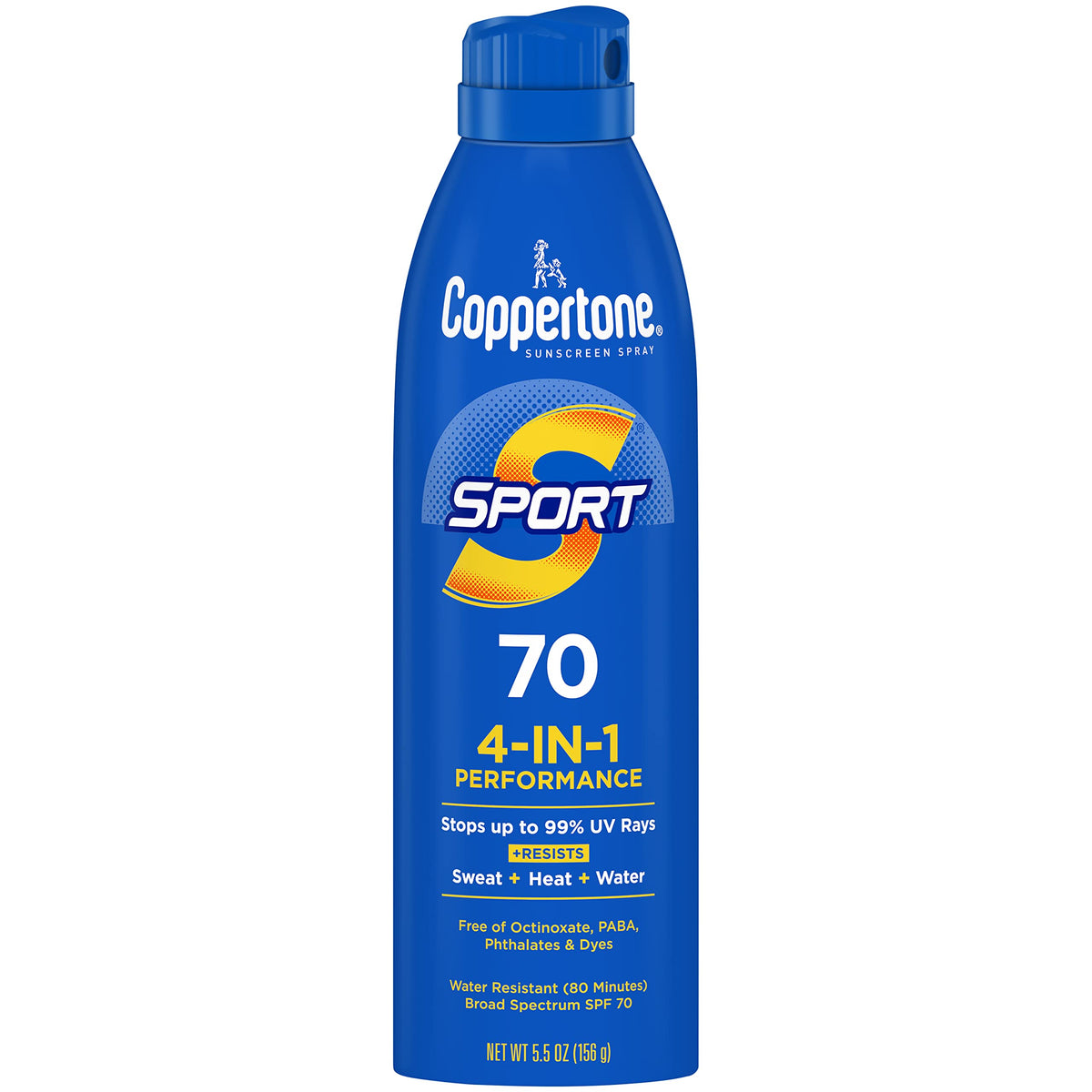Coppertone front packaging showing SPF 70 and active use benefits