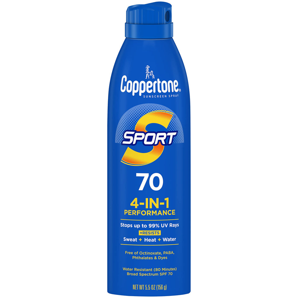 Coppertone front packaging showing SPF 70 and active use benefits