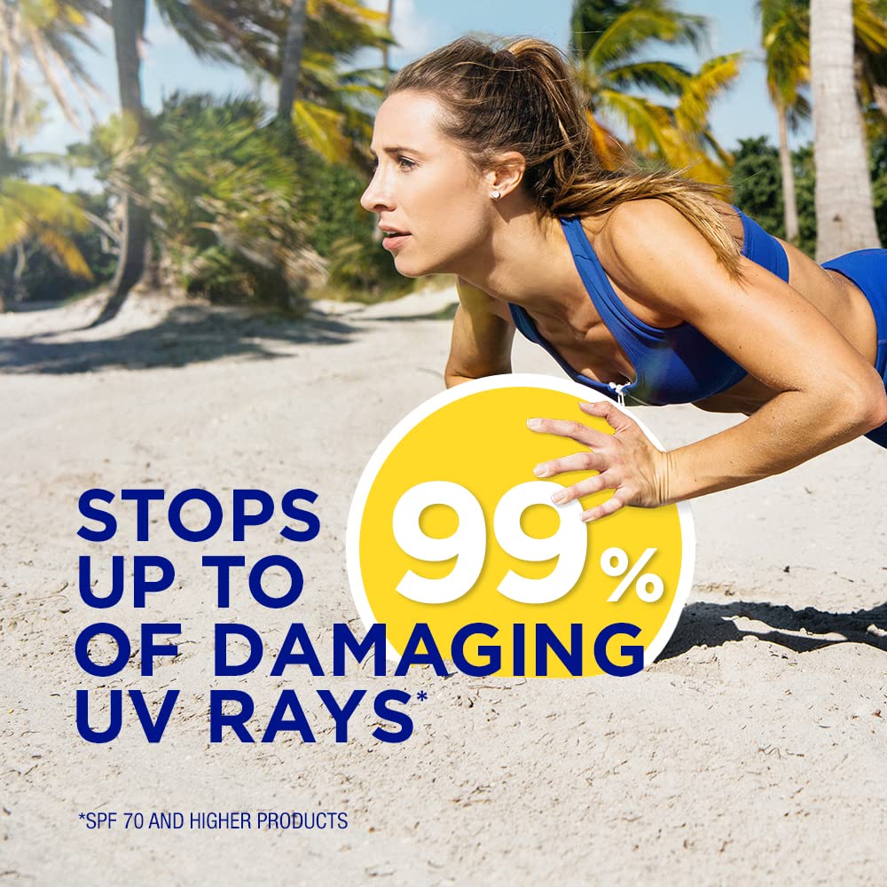 Coppertone mist spraying into hand for fast, even sunscreen coverage