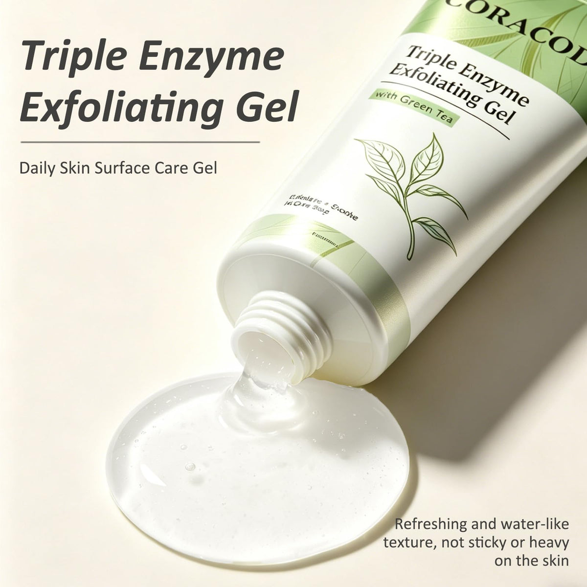 CORACODE cellulose beads rolling on skin to lift dead cells and unclog pores