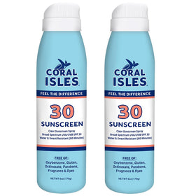 Coral Isles front packaging showing SPF 30 and reef-safe claim for easy identification