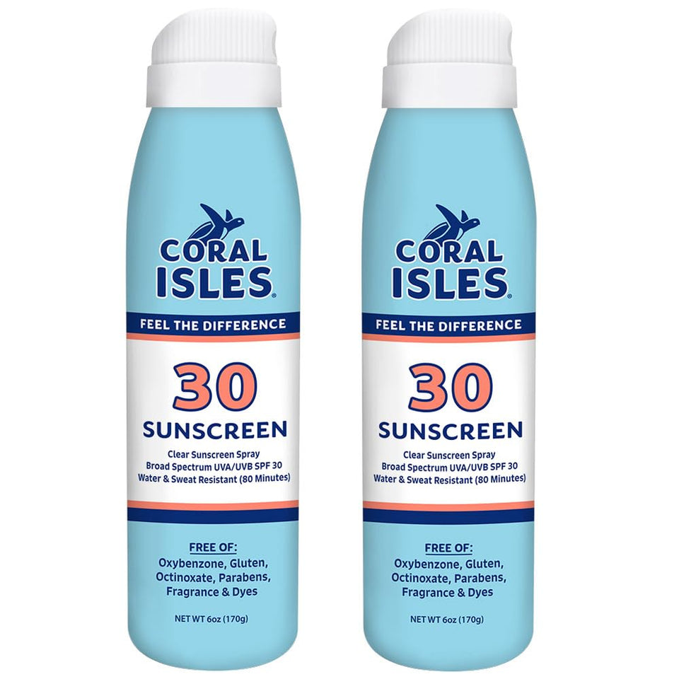Coral Isles front packaging showing SPF 30 and reef-safe claim for easy identification