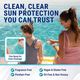 Coral Isles mist on skin highlighting lightweight absorption and non-greasy finish