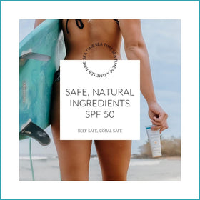 Coral Safe used at the beach illustrating reef-safe protection during water activities