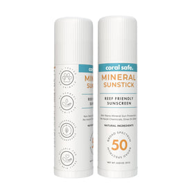 Coral Safe face stick front packaging showing SPF 50 protection and reef-safe claim