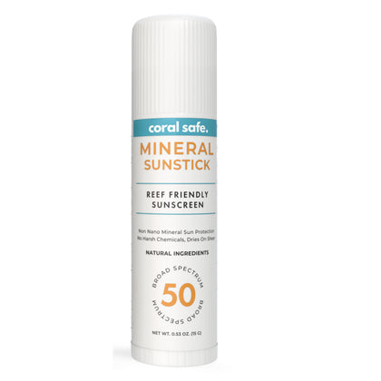 Coral Safe front packaging showing SPF 50 and travel size protectively