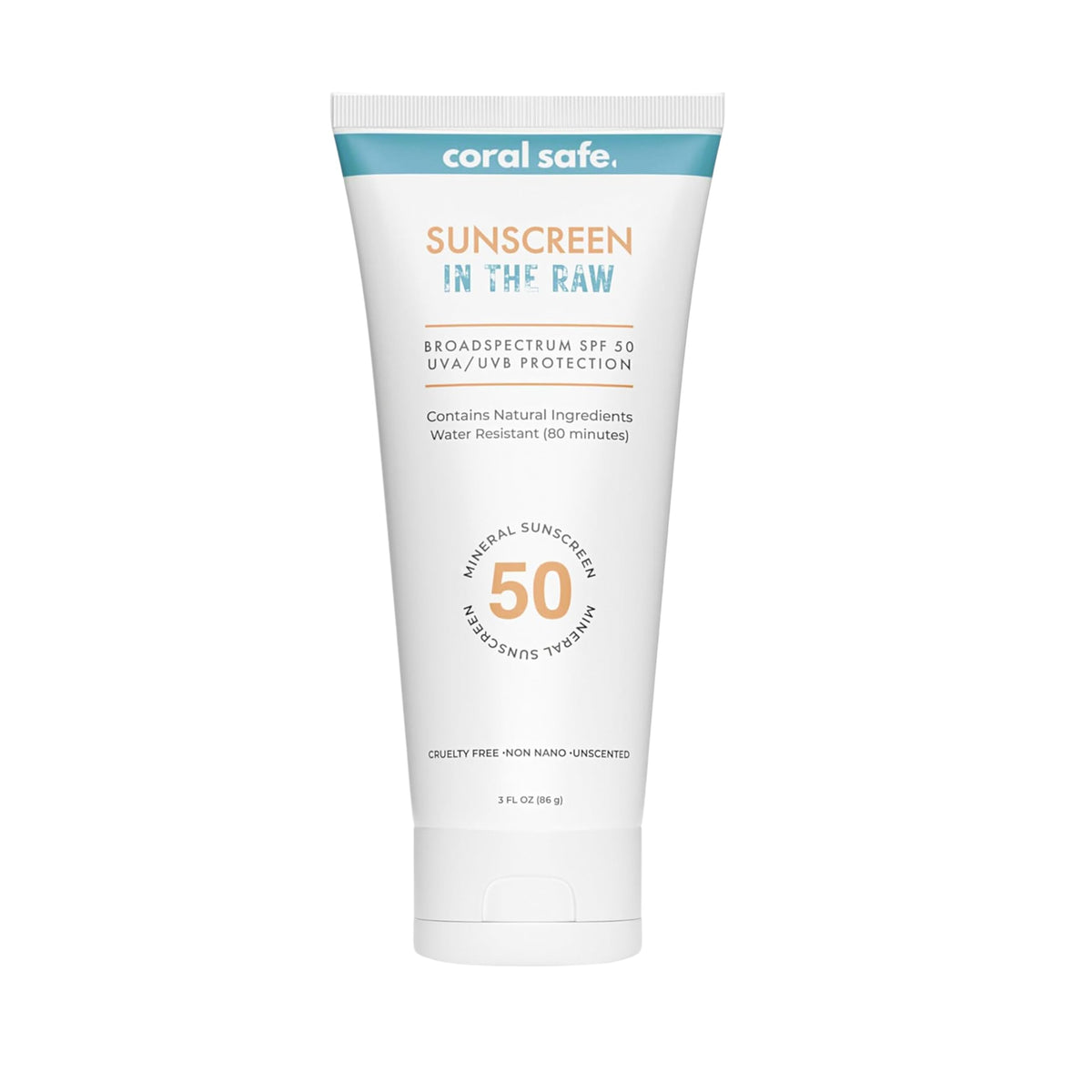 Coral Safe front packaging showing SPF 50 and reef-safe benefits