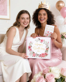 Coralogo gift set styled on a cozy sofa to suggest relaxation and immediate use at home