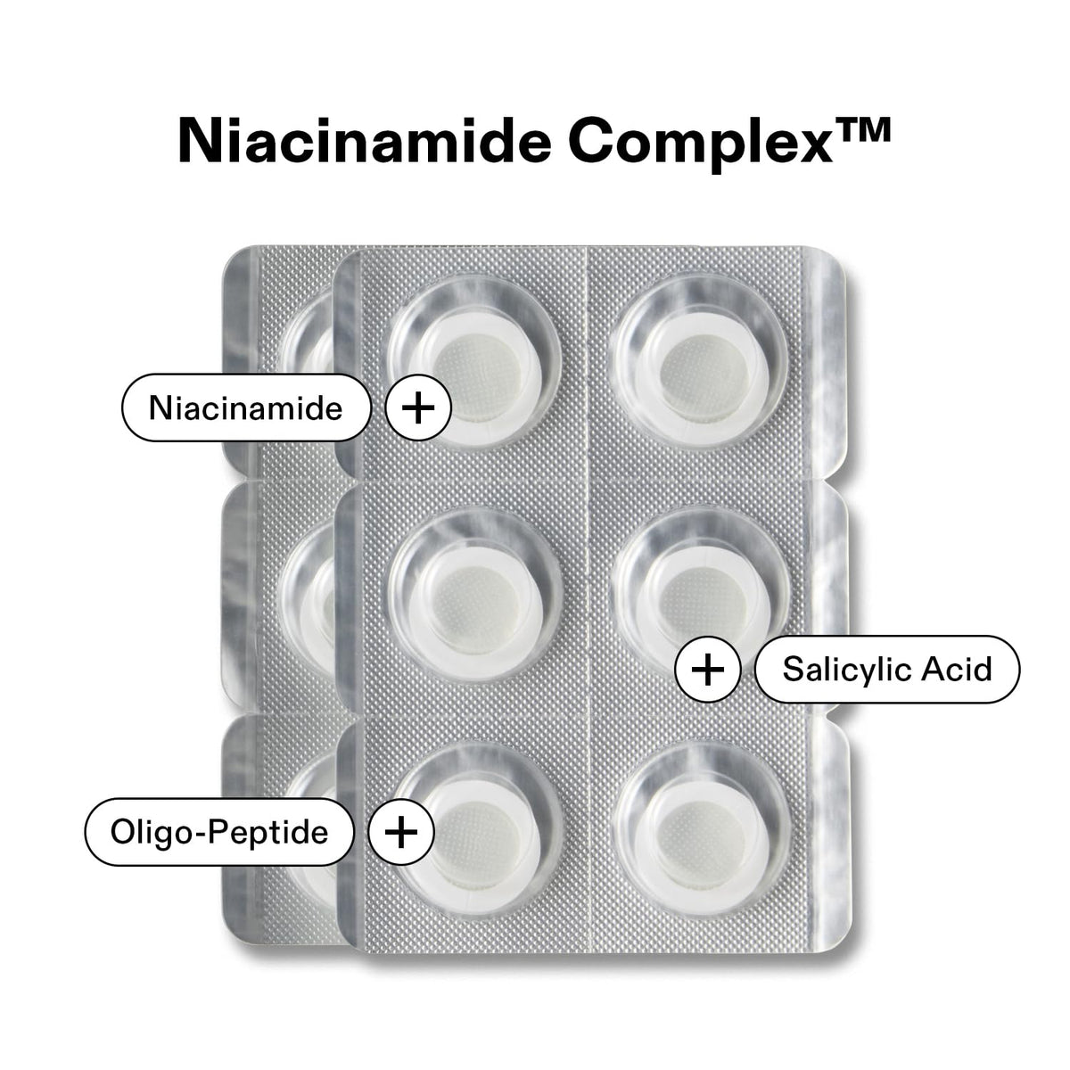 Cordiale ingredient label highlighting niacinamide, salicylic acid, and peptide benefits