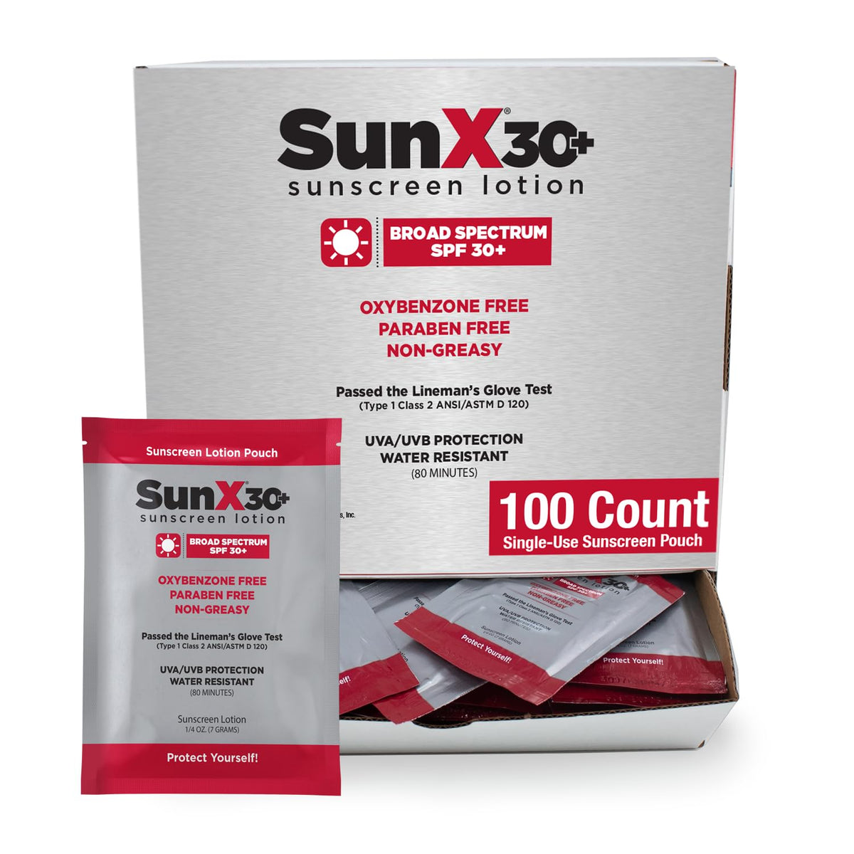 CoreTex Sun X front packet showing branding and SPF 30 for quick use