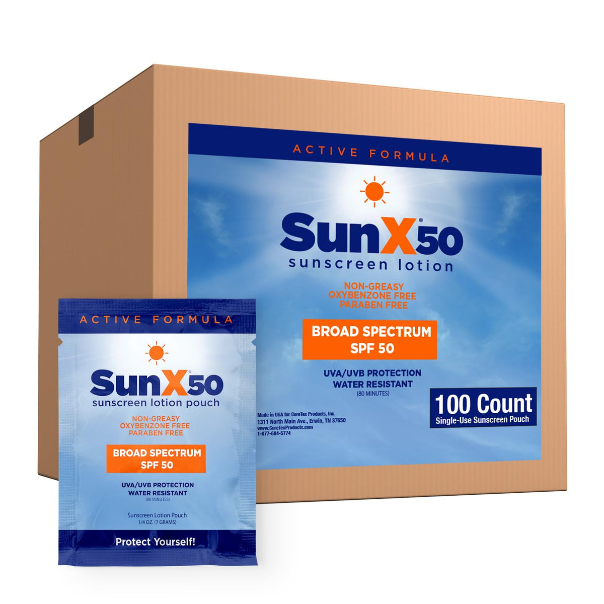 CoreTex front packet view showing brand and SPF benefit