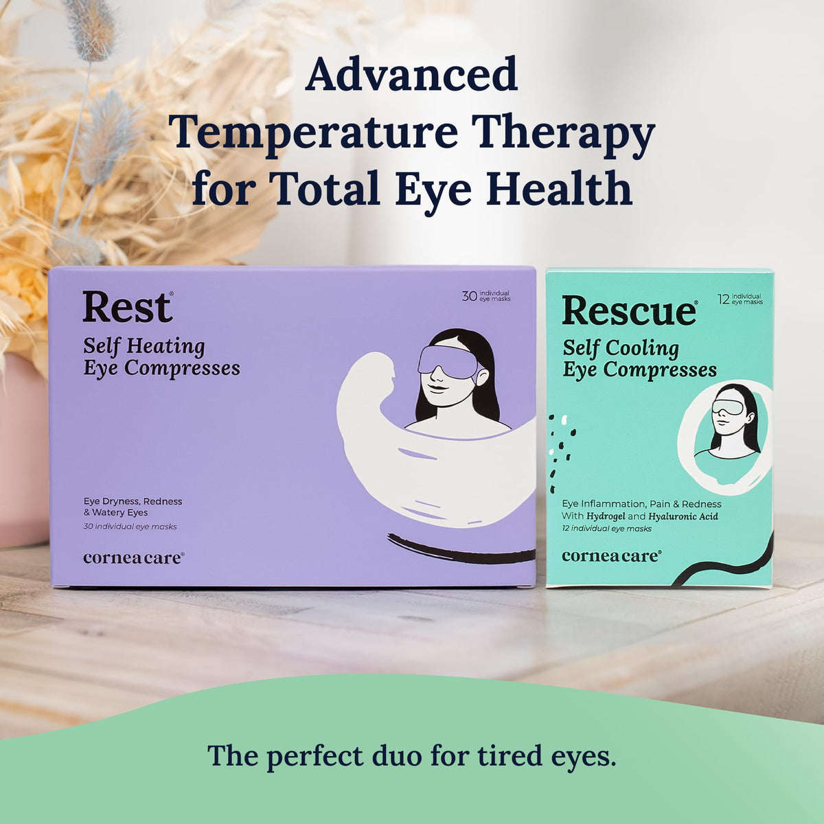 CorneaCare Rescue next to a hand to show mask size and easy application
