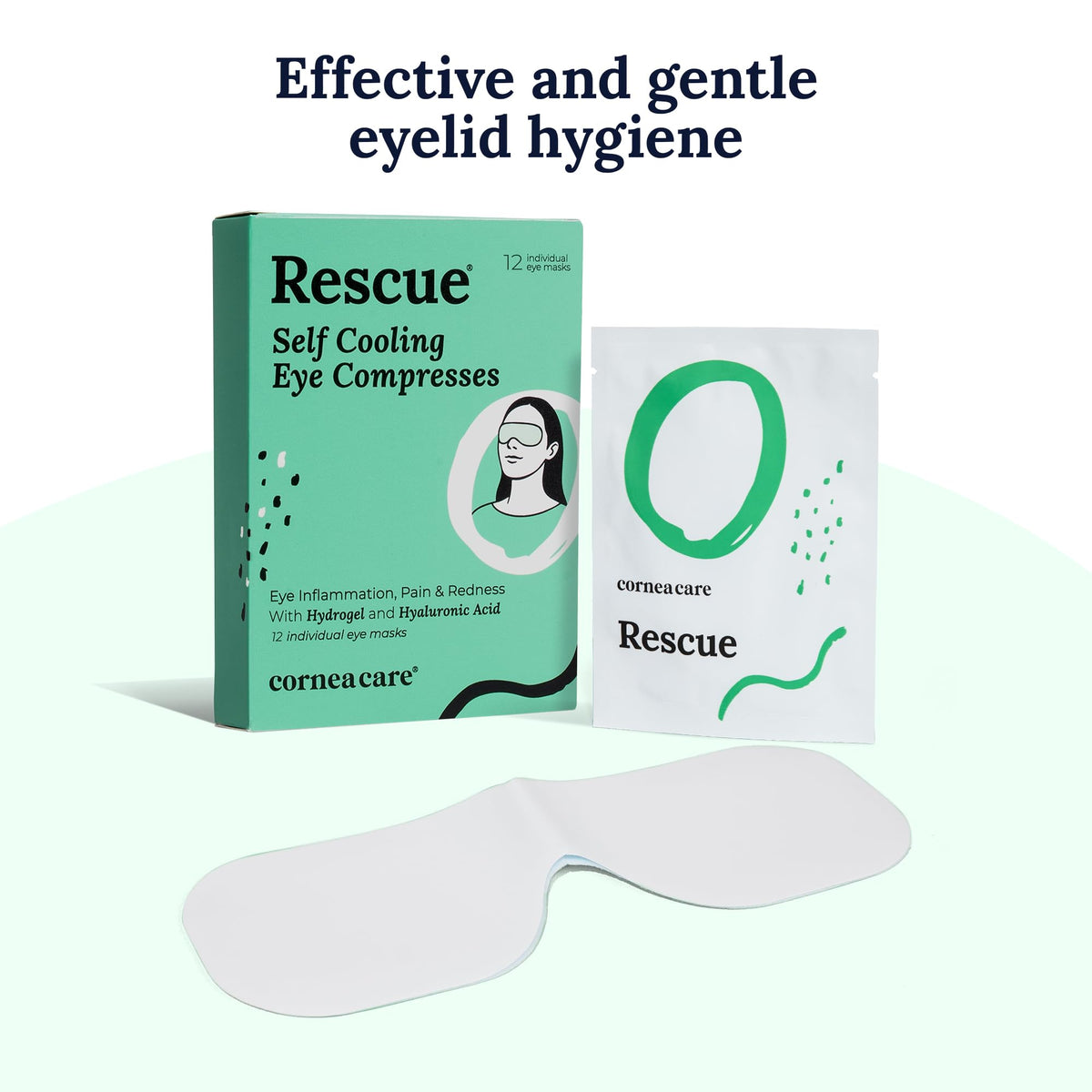 Unpacked CorneaCare Rescue single mask ready to apply for instant comfort