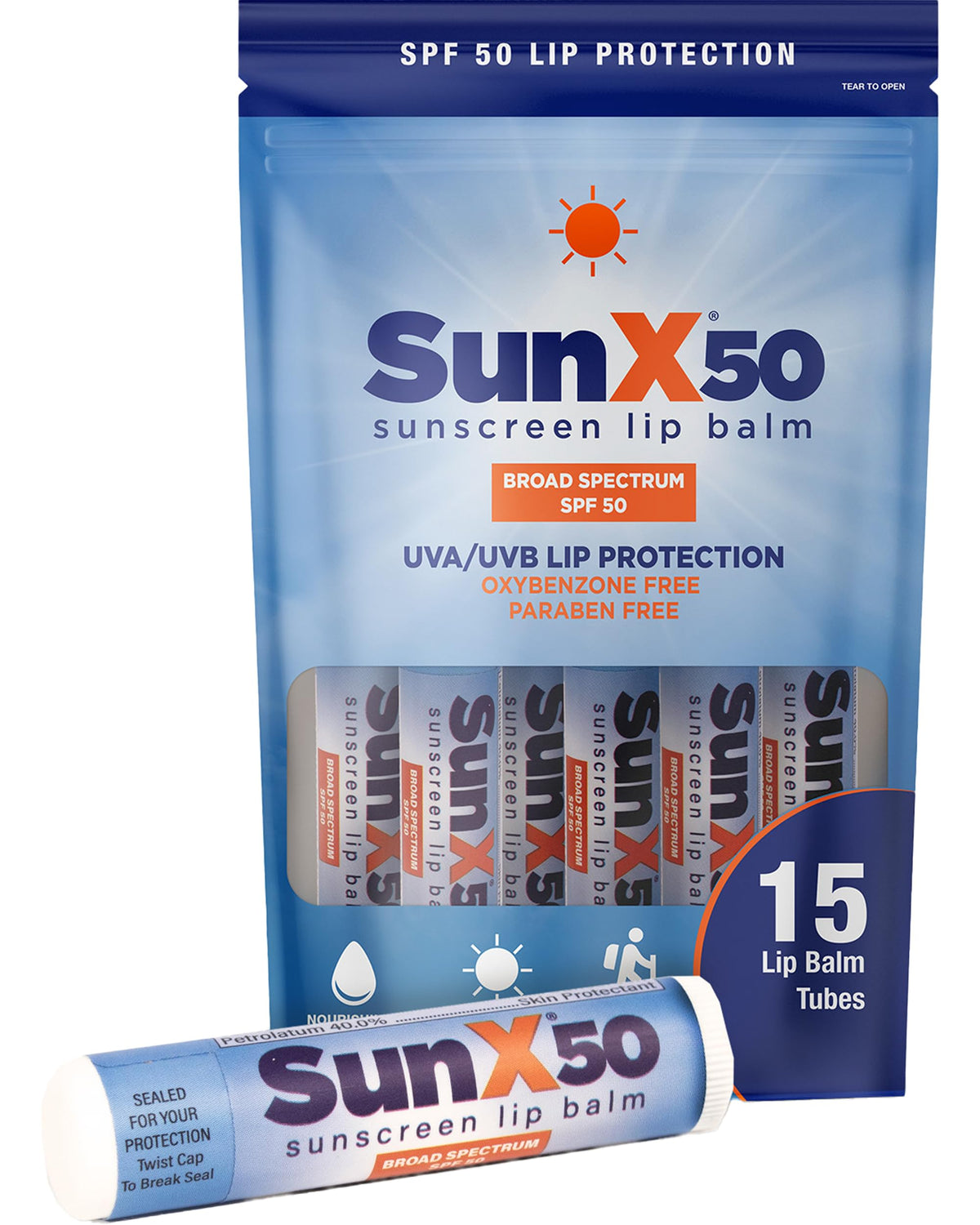 CoreTex Sun X 50 front packaging showing pack of 15 for convenient protection