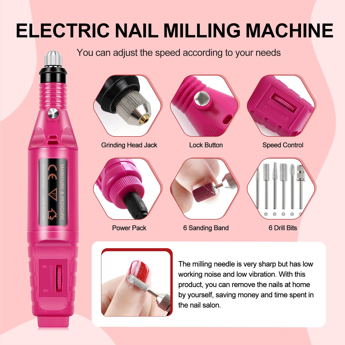 COSCELIA electric nail drill detail showing ergonomic grip for precise shaping