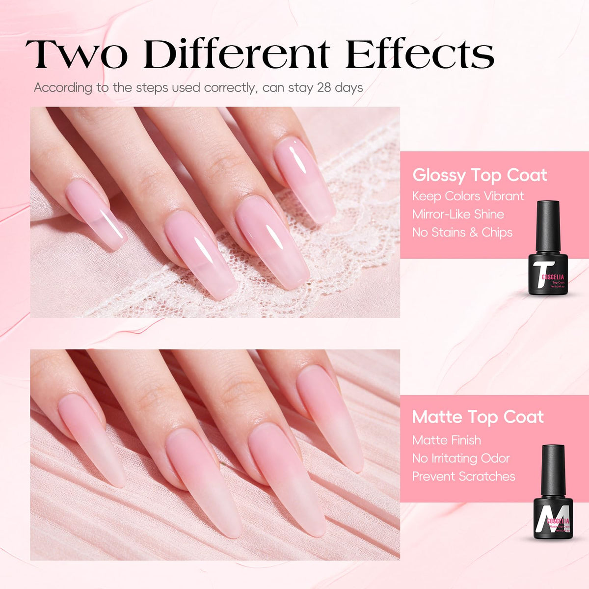 COSCELIA finished manicure on hands showcasing salon-quality result benefit