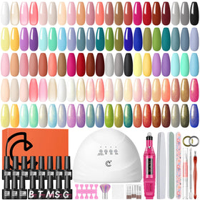 COSCELIA full kit layout showing all polishes and tools for easy home manicures