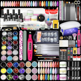 COSCELIA front packaging showing full acrylic nail kit and benefit of complete set