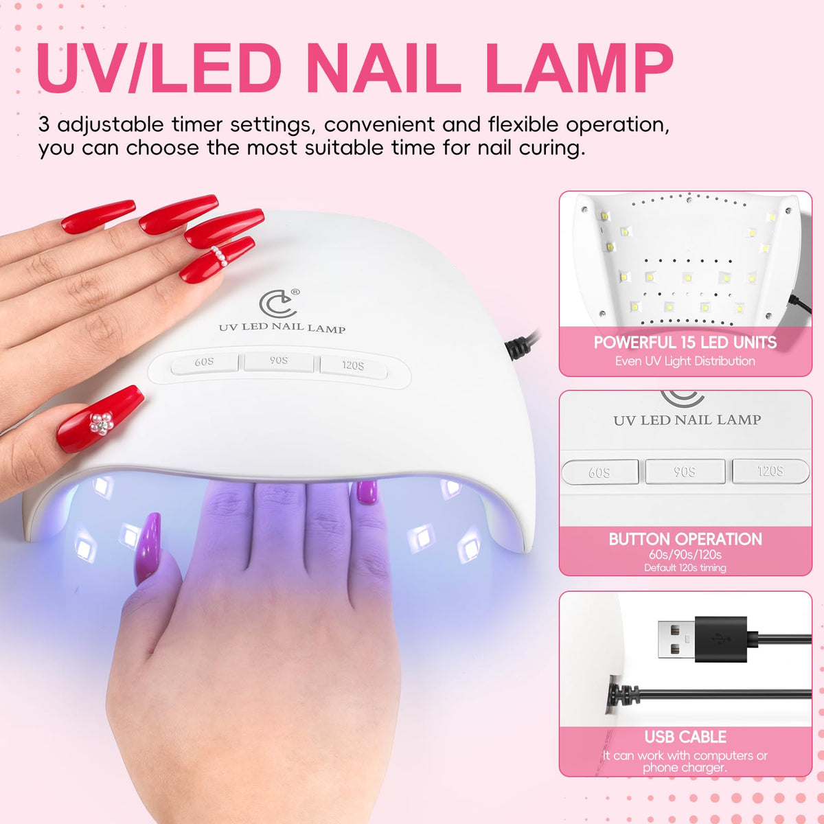 COSCELIA LED lamp in use curing nails fast and reliably