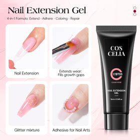 COSCELIA poly gel swatches displaying color range benefit