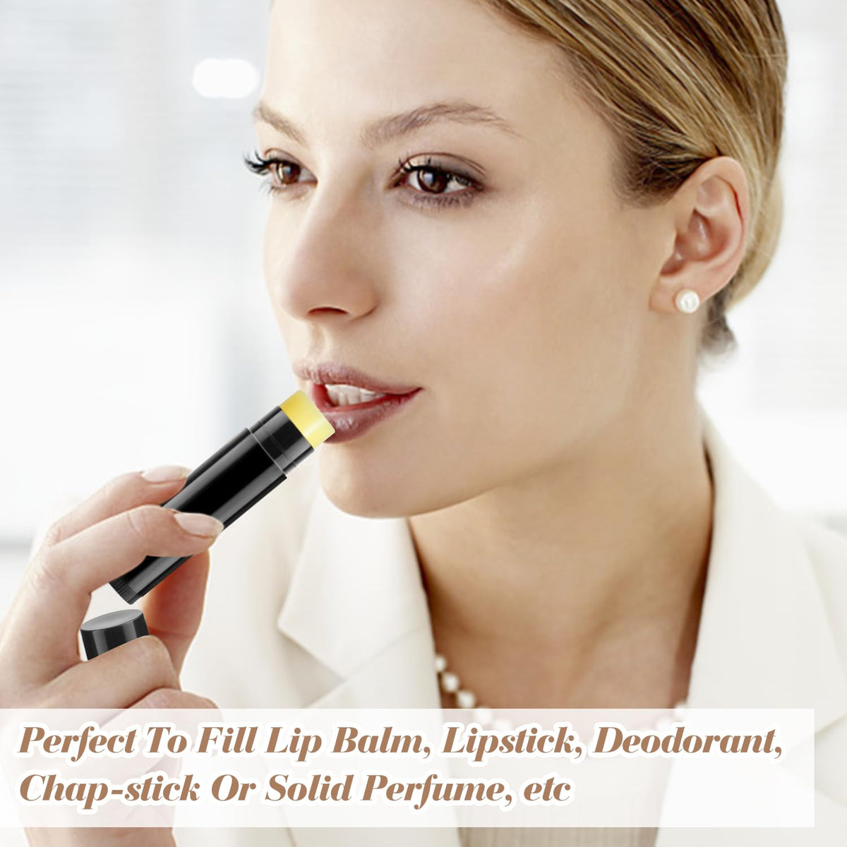 Cositina filled lip balm in use illustrating easy application and portability