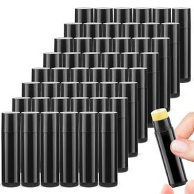 Cositina front view of 100 black empty lipstick tubes showing neat uniformity and bulk