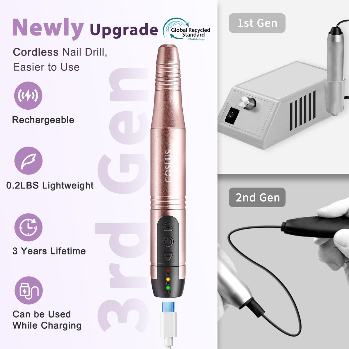 COSLUS C20 close-up of grip and speed controls for comfortable precise handling