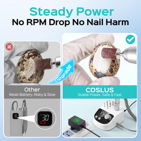 COSLUS E50 handpiece close-up highlighting steady grip and precision