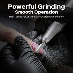 COSLUS E50 in use during salon manicure demonstrating steady power and smooth filing