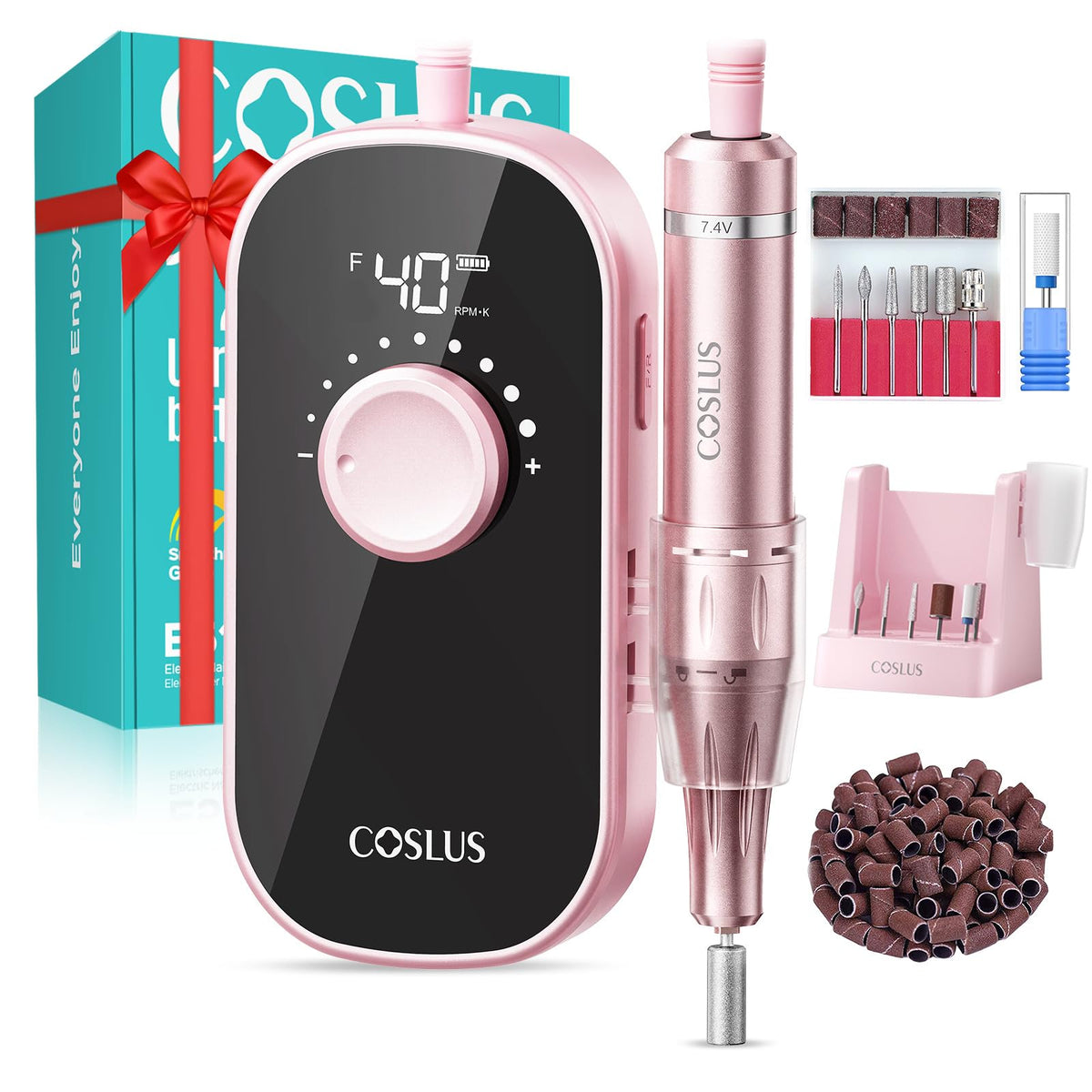 COSLUS E51 front view showing compact pink body and stand for professional organization