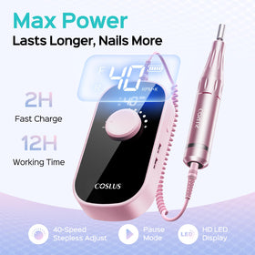 COSLUS E51 handheld in use demonstrating precise filing and comfortable grip