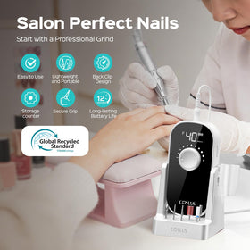 COSLUS E51 in use removing gel from nail demonstrating efficient material removal