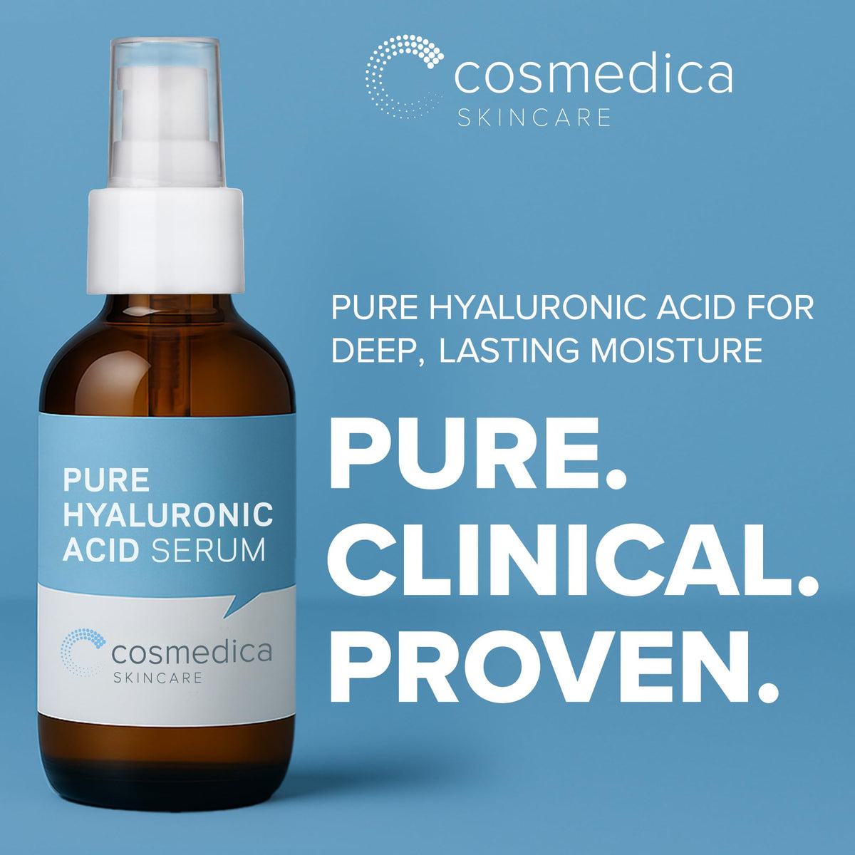 Cosmedica close up of pump and label highlighting dosage accuracy and clarity