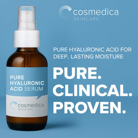 Cosmedica close up of pump and label highlighting dosage accuracy and clarity